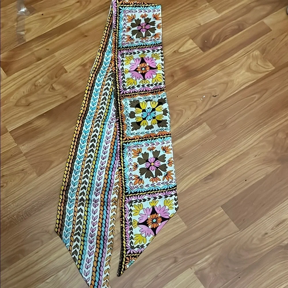 Floral and Geometric Patterned Scarf Head or Neck